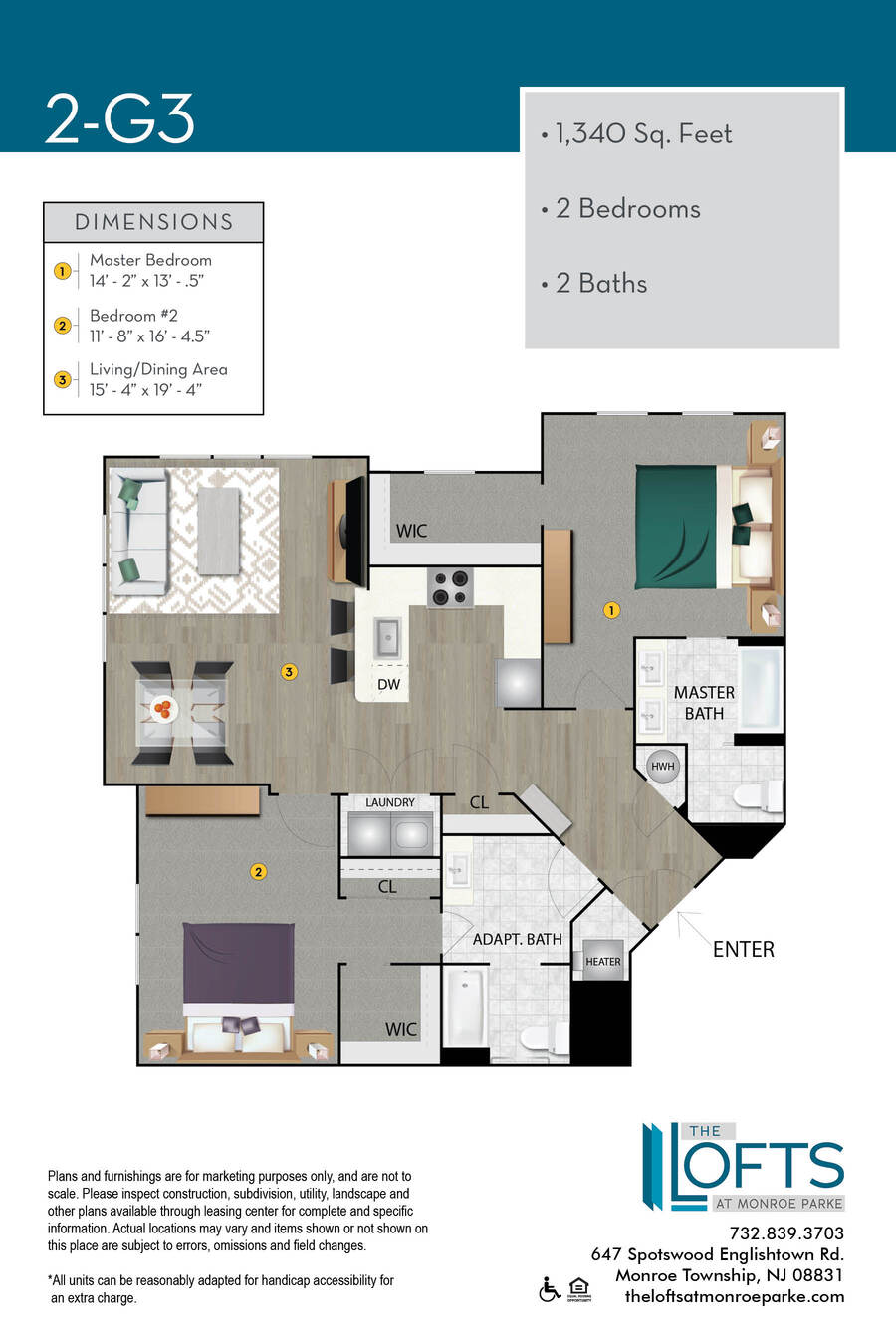The Lofts at Monroe Park Apartment Floor Plan 2G3